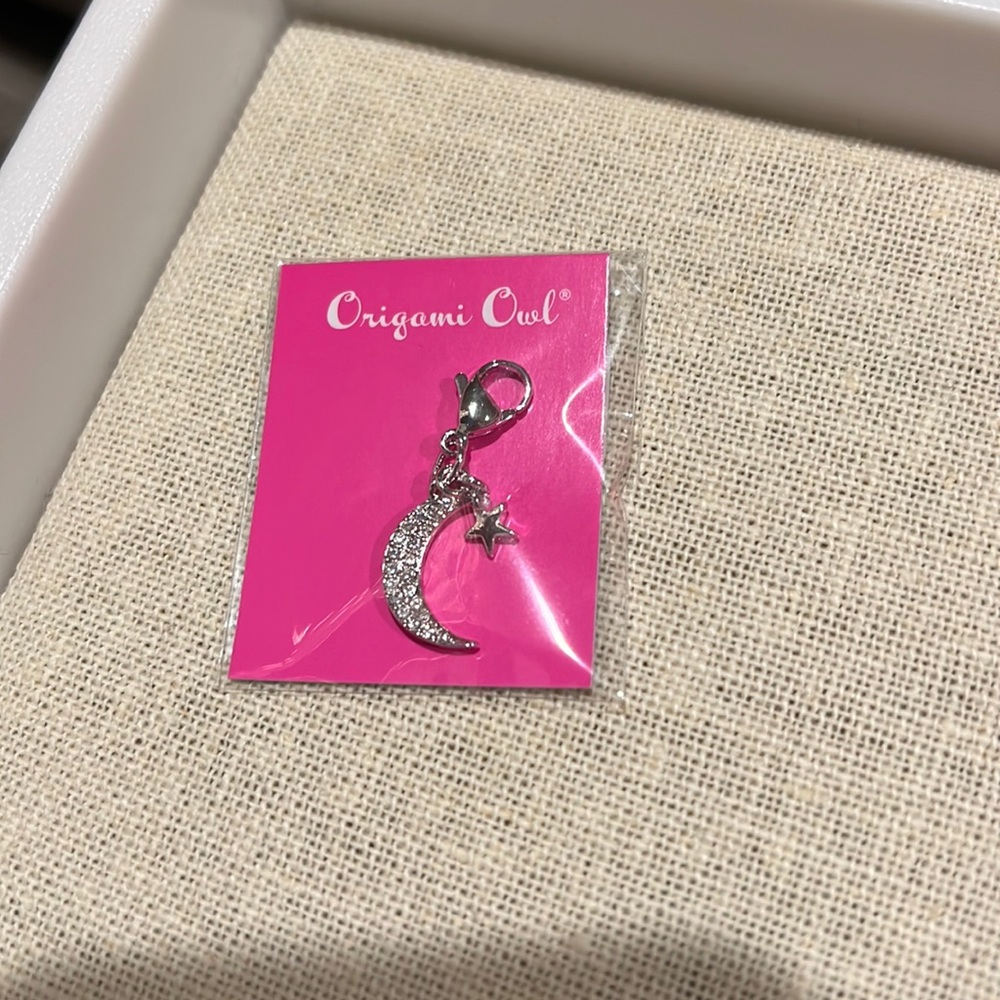 Origami Owl Silver Star and Moon Dangle with Swarovski Crystals